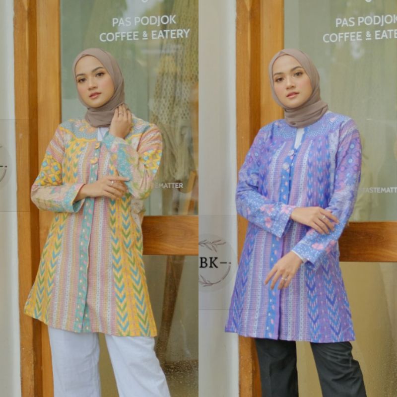 Baju Batik Wanita Modern Atasan Batik Kerja Wanita Tunik Batik Kantor Blouse Batik Seragam M L XL XXL