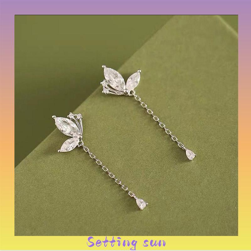 Anting Kupu-kupu Rumbai Drop Earrings Retro French Temperamen Indah Flash Diamond Earrings TN