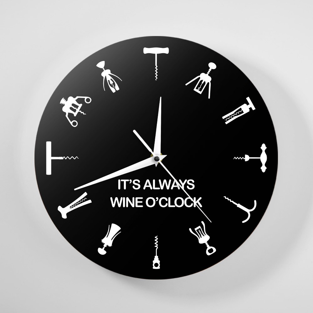 Free Ongkir Its Always Wine Oclock Wall Clock Different Cocktail Openers As Numbers Home Bar Wall Shopee Indonesia