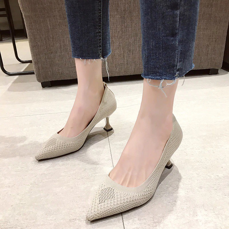 RYS - Lohee Knitted Sepatu Hak Korea Fashion Casual / Kantoran - Ori Import