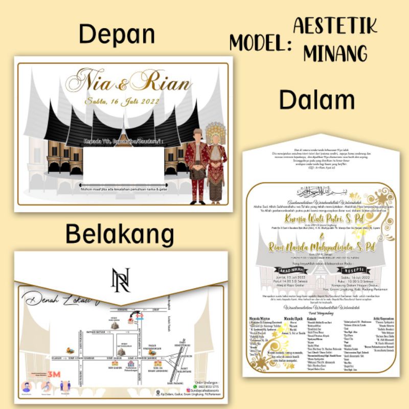 undangan pernikahan Model Amplop Minang (kertas jasmin)