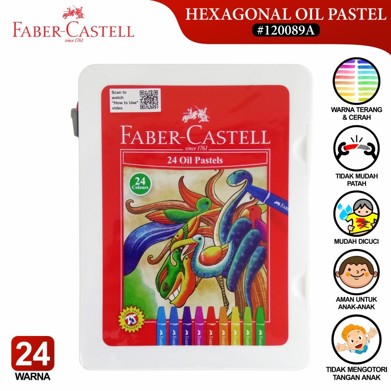 

[SET] FABER-CASTELL CRAYON PLASTIC BAG 24 WARNA HEXAGONAL OIL PASTEL KRAYON^