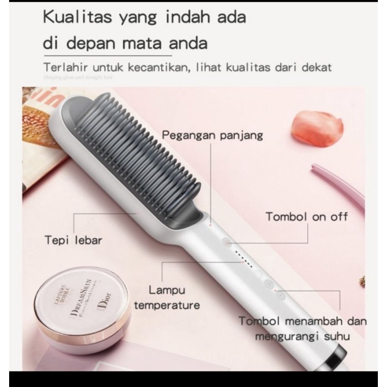 VIRAL ! Sisir Catokan Ion Listrik Pelurus Rambut 2 IN 1 LURUS/KERITING Hair Straightener Curter Tidak Merusak Rambut