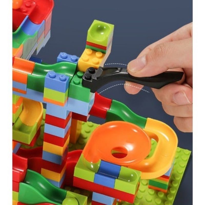 Mainan Anak 168 pcs DIY Small Funny Blocks Mini Track Slide Ball Building Brick Marble Race Run Maze Block Balok Susun