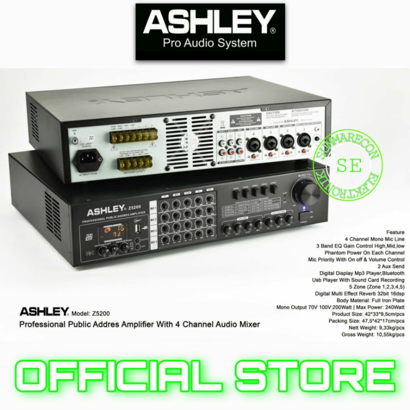 amplifier original ashley z5200 amplifier mixer audio 4 channel usb bluetooth