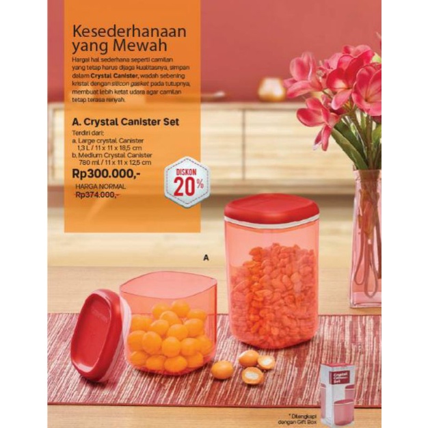Crystal Canister Set Toples Tupperware