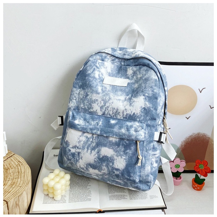 TAS RANSEL WANITA KANVAS TIE DYE BACKPACK REMAJA KOREA KEKINIAN CEWEK GENDONG PUNGGUNG BESAR SEKOLAH KULIAH KERJA BATAM IMPORT PREMIUM MURAH ZENIN TA449B2