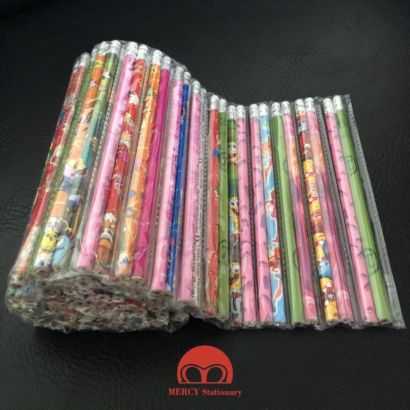 

24 Biji - Pensil Fancy dengan Stip Eraser Pencil Murah Penghapus Fancy Grosir