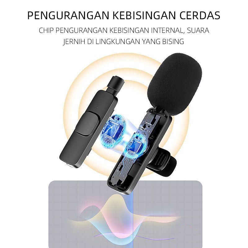 Mikrofon Nirkabel Lavalier Mic Portabel Audio Video pembuatan Rekaman Wireless Microphone HP Klip Untuk IPhone Android