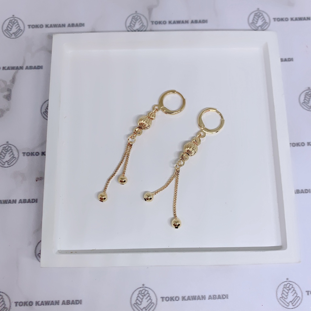 Anting Xuping Gold Perhiasan Fashion Wanita Model Ring Permata Hijau 28