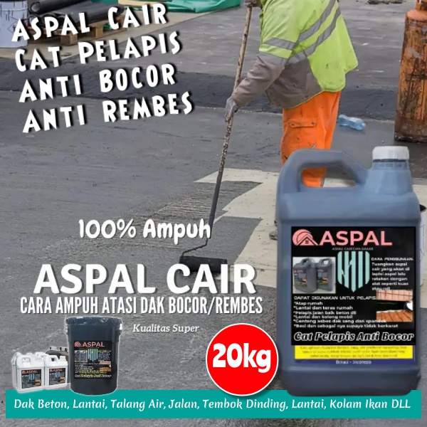 Jual Waterproofing Aspal Cair 20kg Cat Pelapis Anti Bocor Dak Beton Lantai Shopee Indonesia 8234