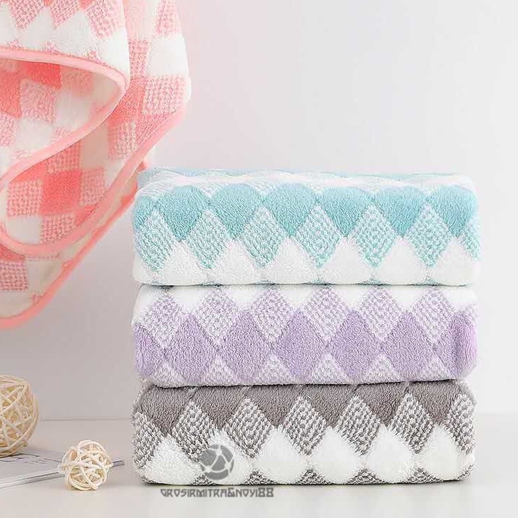 Handuk Mandi Dewasa 70X140cm Handuk Mandi Microfiber Handuk Bayi Besar Lembut Daya Serap Tinggi Souvenir Motif Diamond