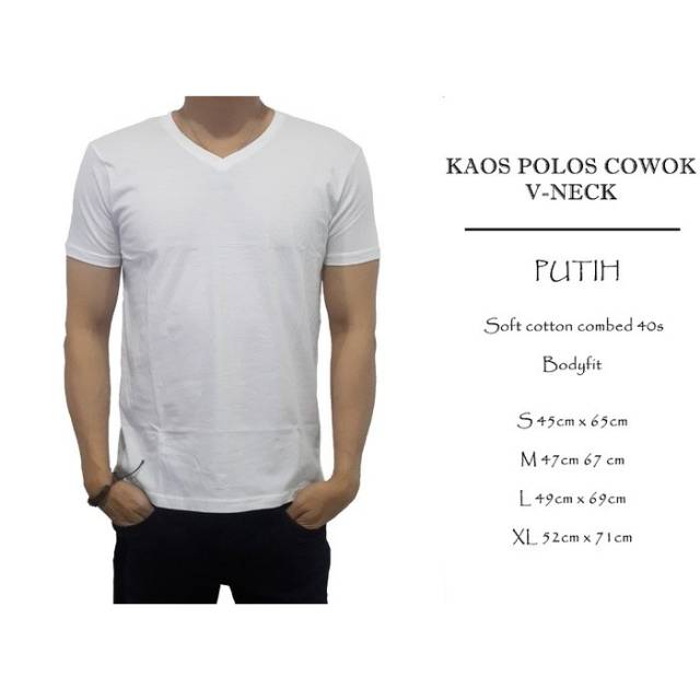 Kaos Pria Polos Bodyfit Putih v neck