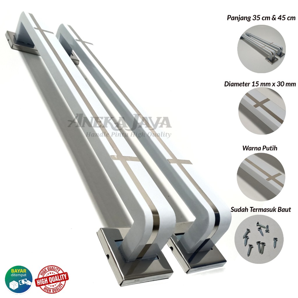 Handle Pintu rumah putih 35 cm 45 cm 60 cm / Tarikan Pintu / Pegangan Pintu minimalis / gagang pintu