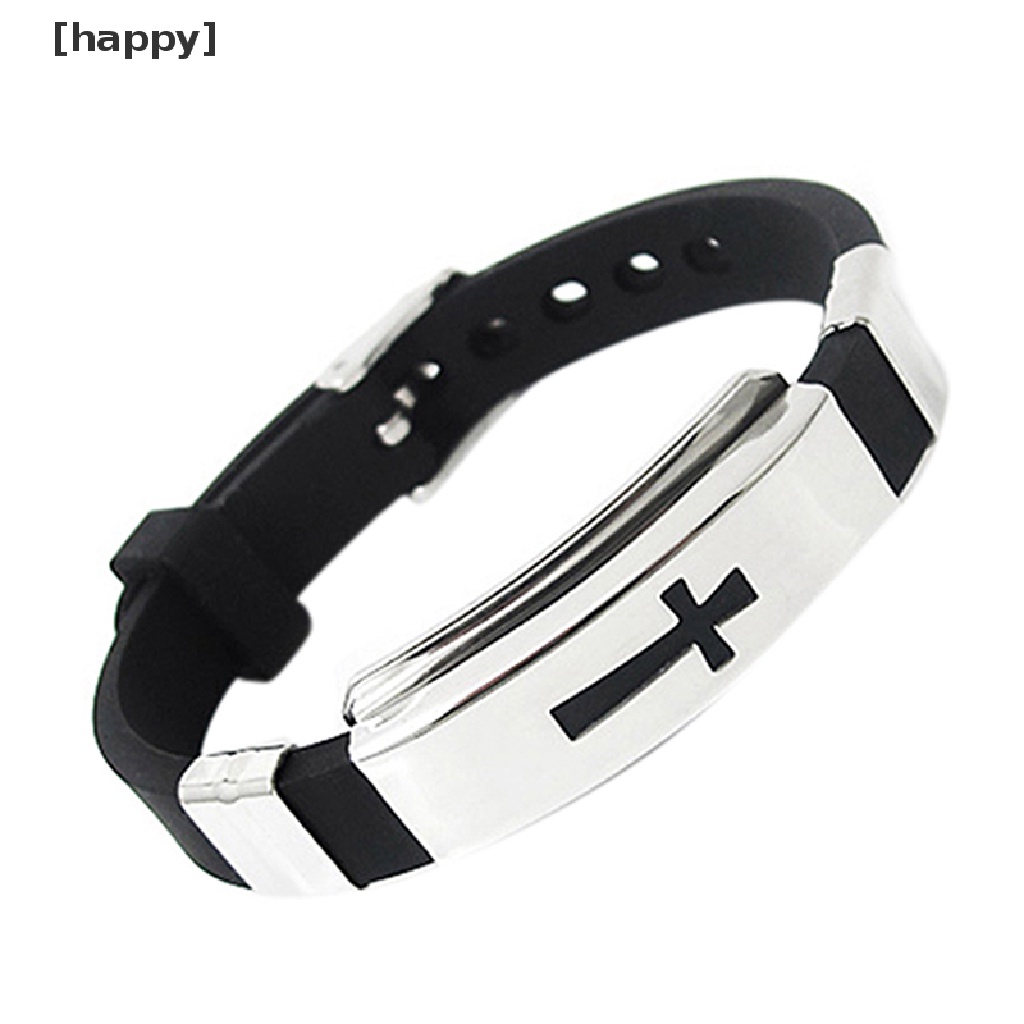 Gelang Karet Bahan Stainless Steel Warna Hitam Untuk Pria