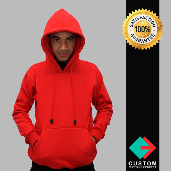 hoodie pullover polos merah