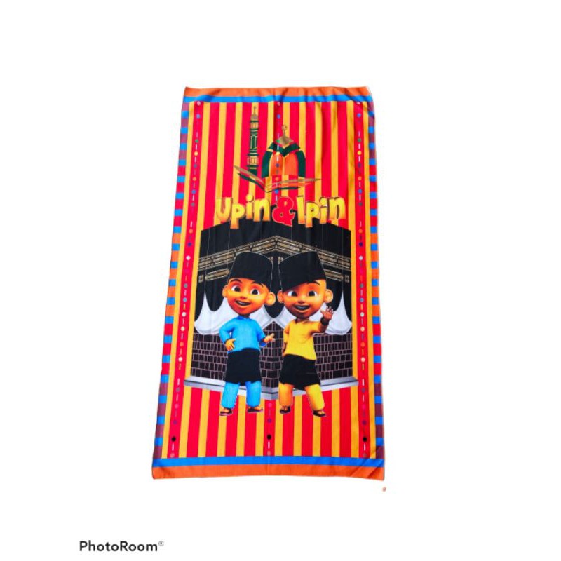 SAJADAH PRINTING ANAK LAKI LAKI DAN PEREMPUAN BISA CUSTOM NAMA-Random Upin ipin