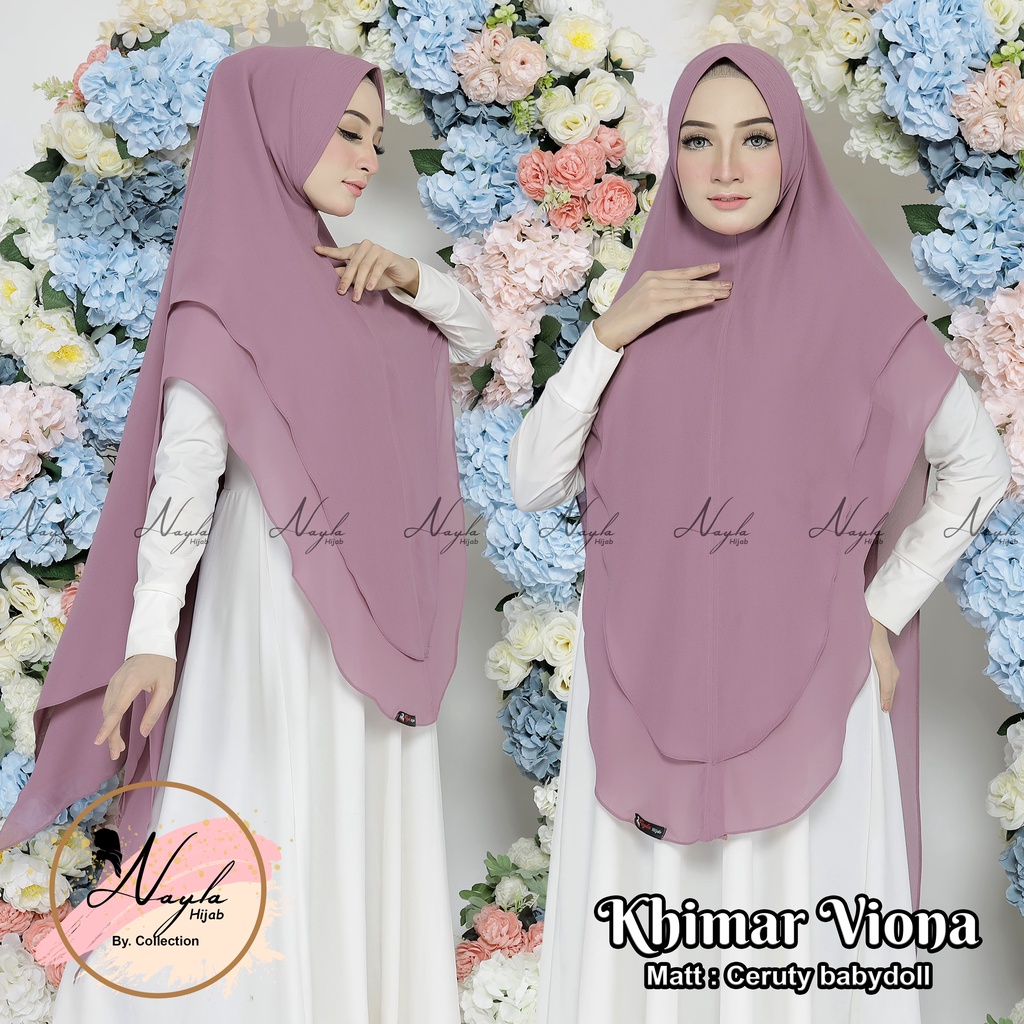 Khimar Syar'i 2Layer Viona Ceruty BabyDoll Kerudung Khimar Oval 2 Layer Jilbab Jumbo Terbaru Nayla Hija'b