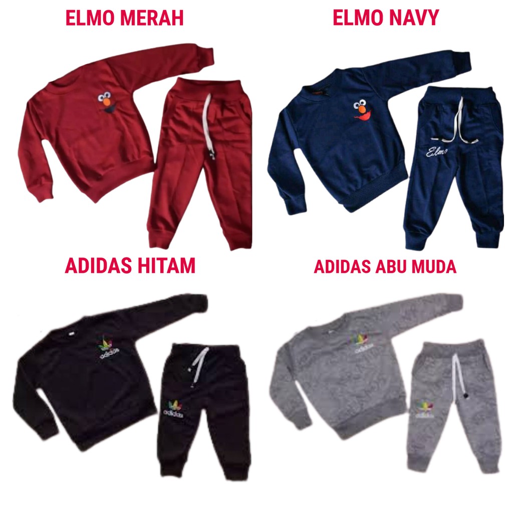 SETELAN JOGGER ANAK / SETELAN JOGER ANAK ELMO ADIDAS /SWEATER ANAK 1-6 th