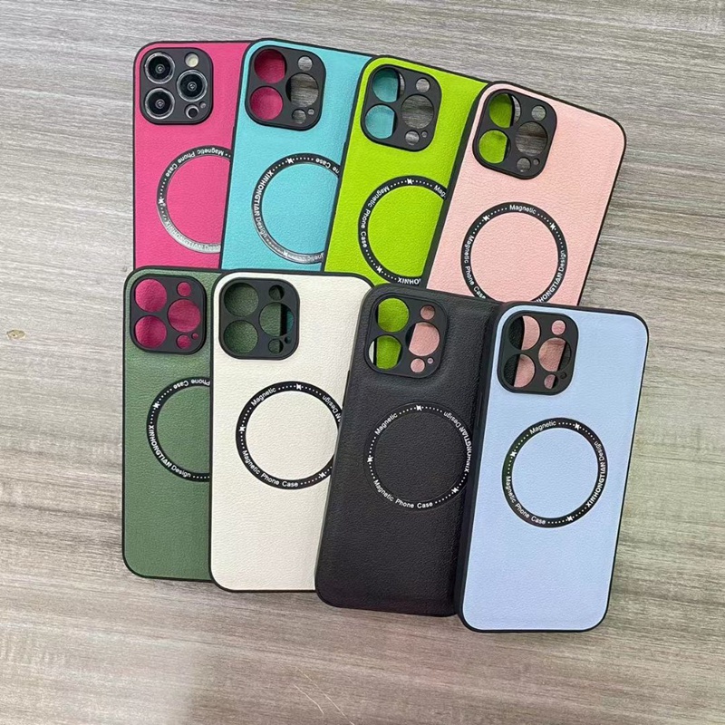 Case Pelindung Lensa Magnetik Bahan Kulit anti Slip shockproof Untuk iphone 14 pro max 11 13 12 pro max XR X Xs max