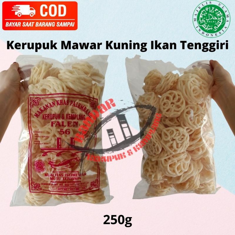 

Kerupuk Mawar Kuning Ikan Tenggiri HALAL Asli Palembang 250gr