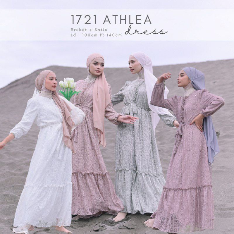 Baju gamis long dress muslim pesta lebaran 2026 eid idul fitri adha brokat brukat tile dress pesta i