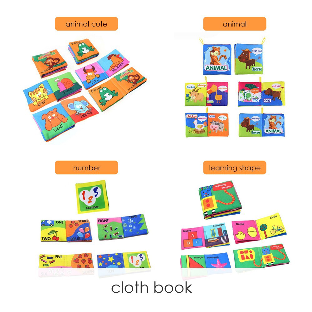 Buku Bantal Bayi Mainan Edukasi Anak Kain CLOTH BOOK Cerita Pillow Book Edukasi Hewan Angka