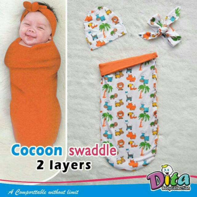 SNI DITA MOONSCARE Cocoon Swaddle DITA Bedong instan Motif bolak balik BEDONG INSTAN COCOON BEDUNG SWADDLE COCOON