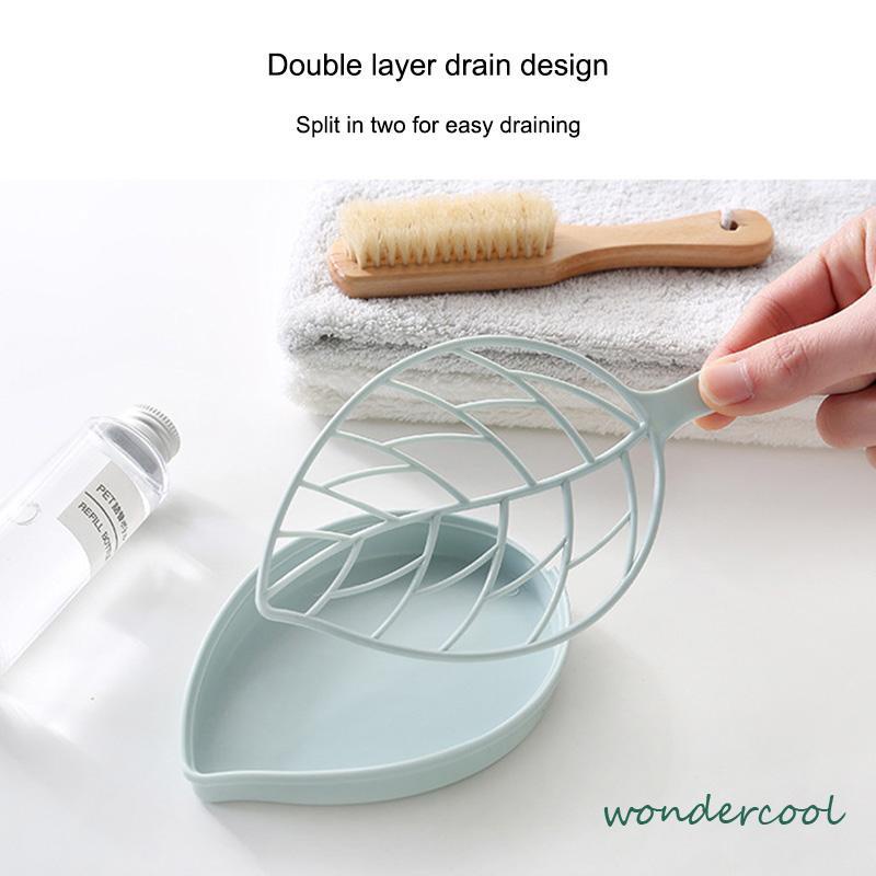 Kotak Sabun Daun Kreatif Kamar Mandi Gratis Punch Suction Cup Toilet Drain Soap Rack-Won