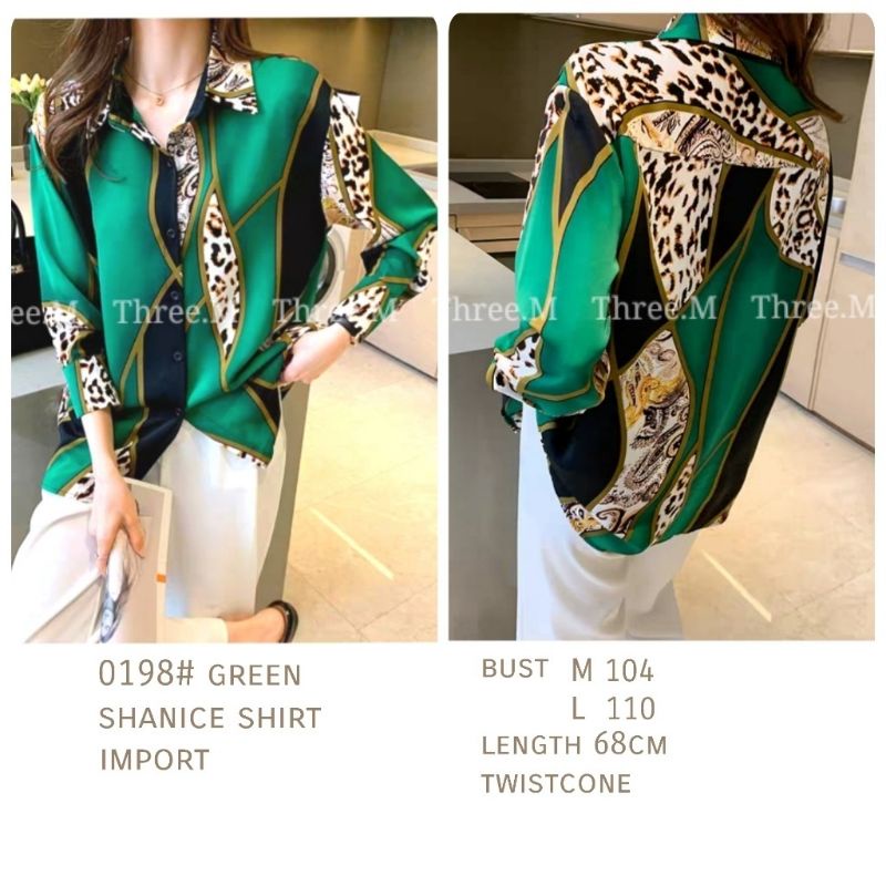 MDLV ~ KEMEJA SHANICE GREEN 0198 // KEMEJA LENGAN PANJANG CEWEK // FASHION IMPORT WANITA