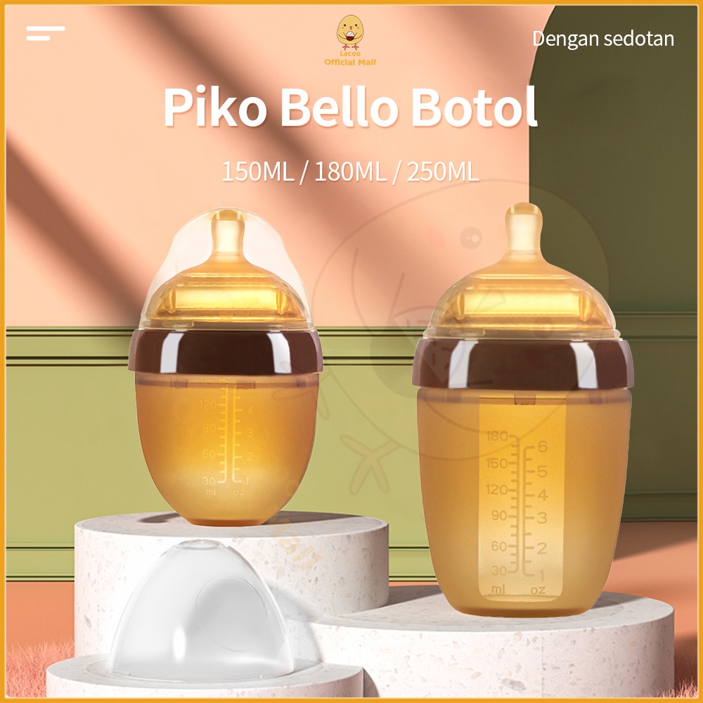 Lacoo PIKO Bello Botol susu bayi Silikon Baby bottle wide neck warna Coklat