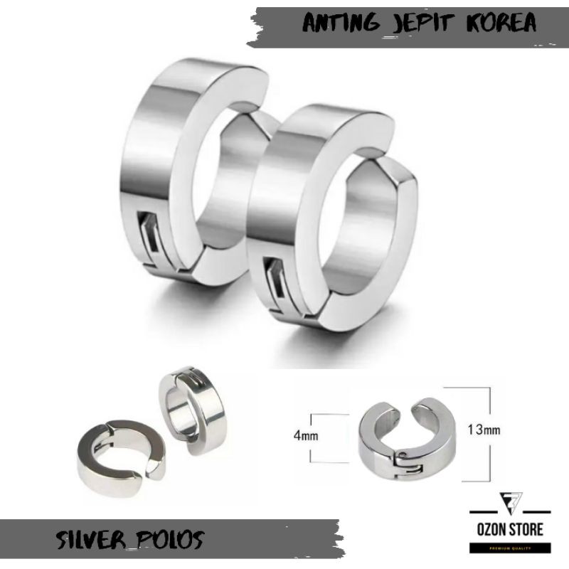 Anting Jepit Pria Wanita Korea Sepasang Warna Silver Anting Gaya Tanpa Tindik