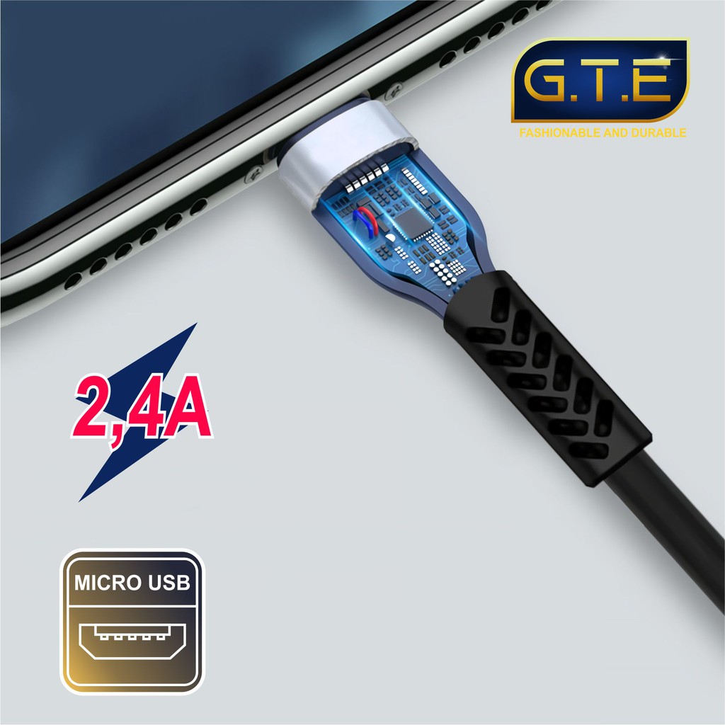 Kabel Data Mikro USB GTE Fast Charging 2.4A