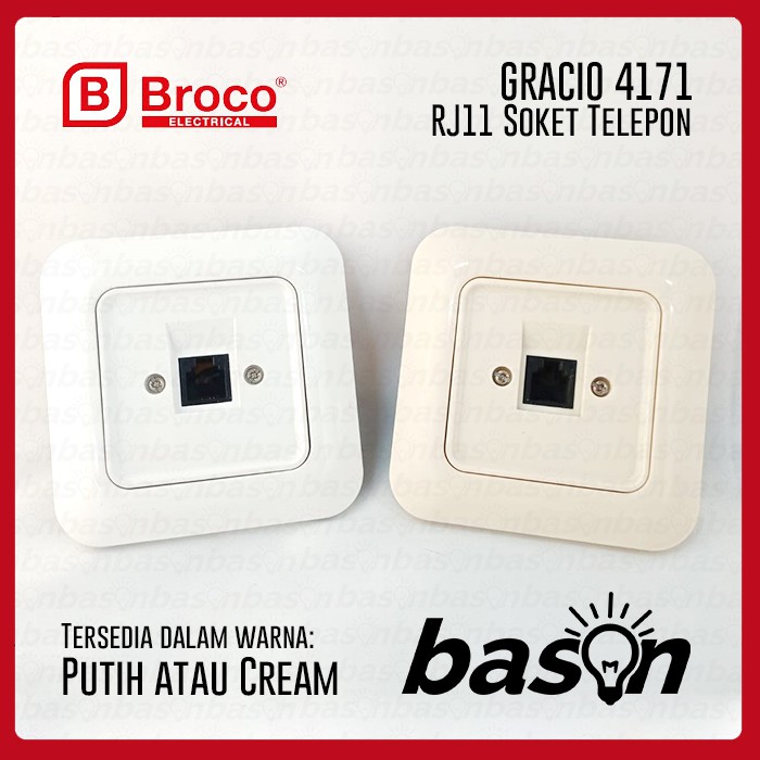 BROCO Gracio 4171 - Telephone Socket Outlet RJ11 | WH or CR