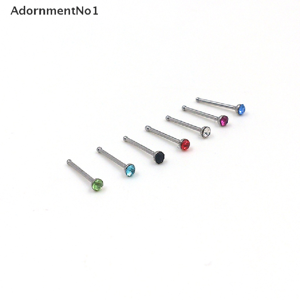 (AdornmentNo1) 60pcs / Set Anting Tindik Hidung Aksen Kristal + Berlian Imitasi Bahan Stainless Steel Untuk Wanita