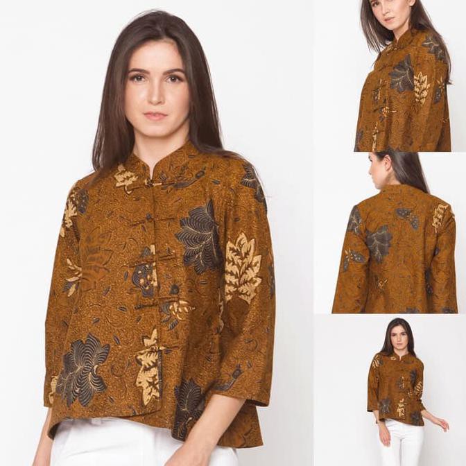 EDISI TERBARU BAJU BLOUSE ATASAN BATIK WANITA MODERN NONA RARA, VIVI SOGAN T0149 - SESUAI GAMBAR,