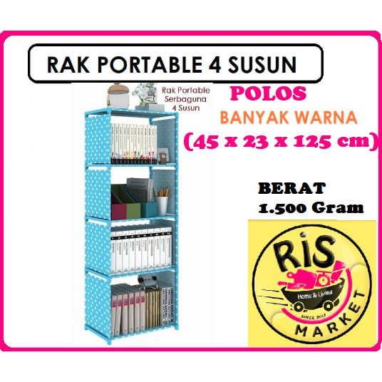 RAK BUKU RAK PORTABLE 4 SUSUN 40 x 23 x 125 cm RAK BUKU RAK PORTABLE 4 SUSUN 40 x 23 x 125 cm
