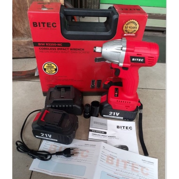 BITEC BIW R3250 Mesin Pembuka Baut Brushless Impact Wrench BATERAI 21V