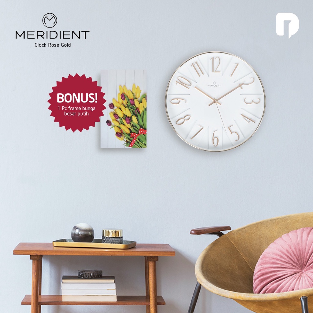 MERIDIENT Big Clock, Wooden Clock, Round Clock - jam dinding Glow in the Dark