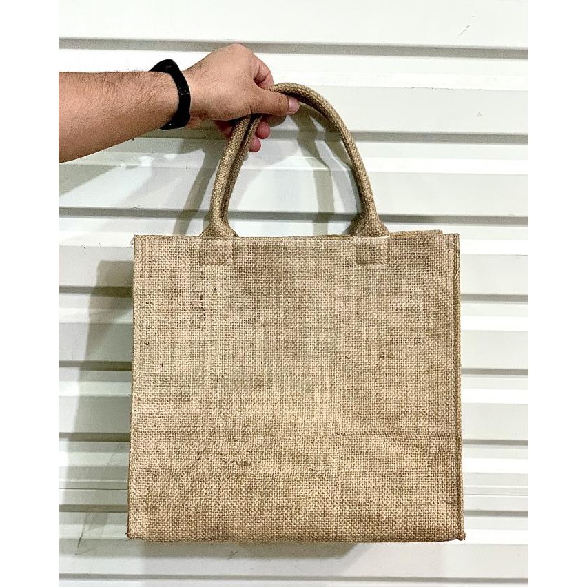 

Hampers Box Kotak Hampers Tote Jute Bag Plong Natural Polos - S