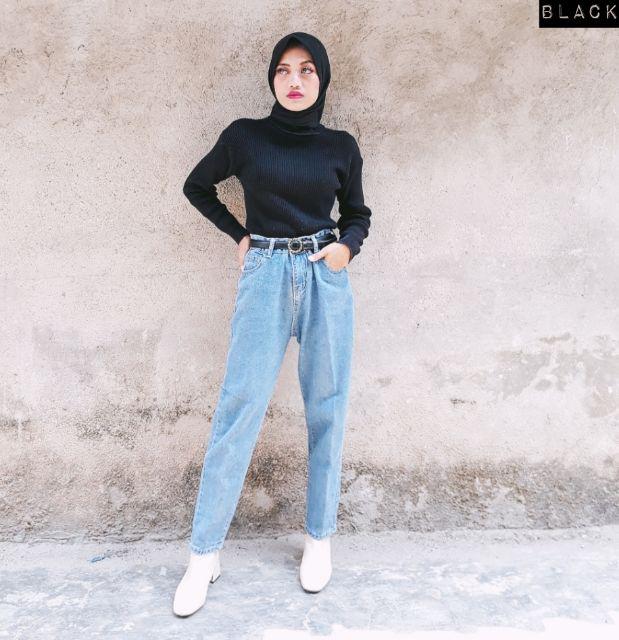  Celana  Panjang Model  Longgar Lurus Bahan Denim Jeans untuk 
