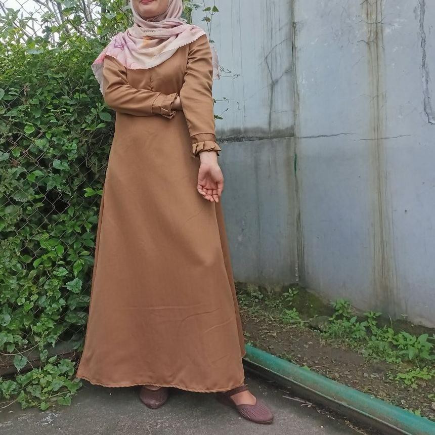 ➼ Muslimore - Baju Gamis Wanita Warna Khaki Pemda Balotelli Syari Murah Ready Stok S M L XL XXL Jumb