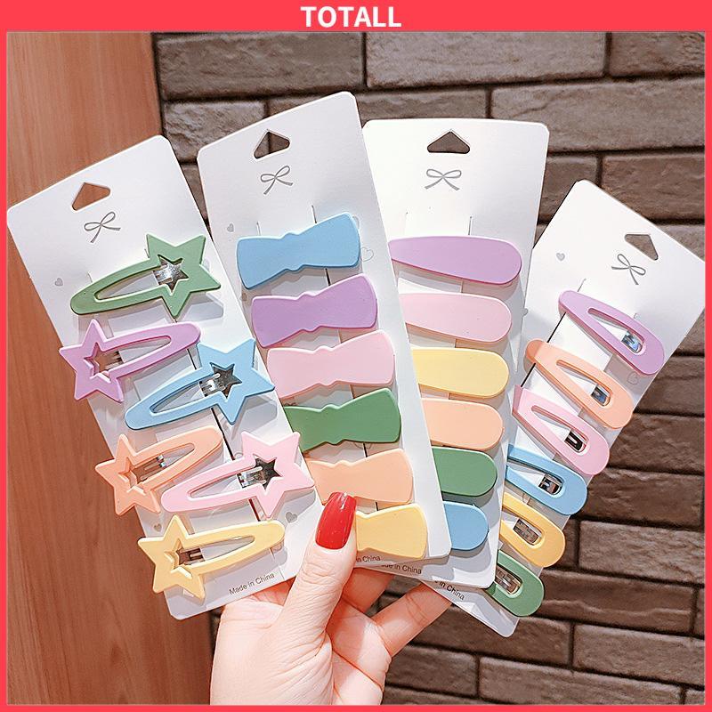 COD 6 PCS Sederhana Temperamen Jepit Rambut Gadis Sisi Poni Jepit Rambut Rusak Rambut Permen Klip Warna-Totall