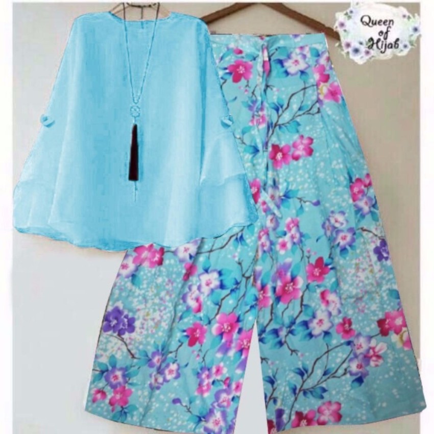 Jual RULIVA   STELAN KULOT SAKURA SETELAN KULOT SET BAJU DAN CELANA MUSLIMAH Limited