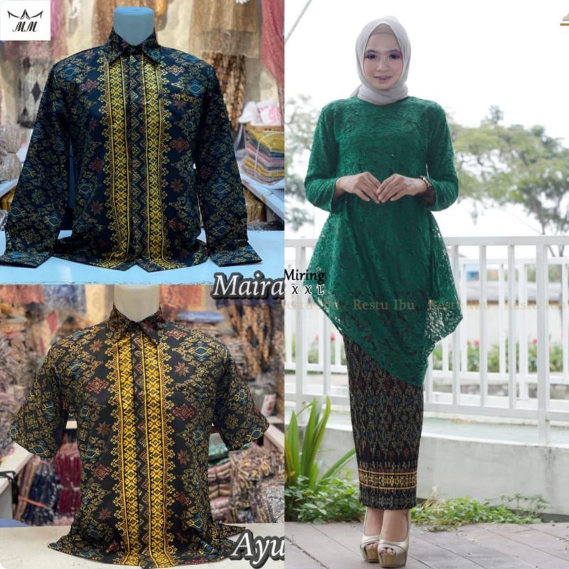 TUNIK BRUKAT MENCENG/SETELAN TUNIK BRUKAT/COUPLE TUNIK /COUPLE KEBAYA