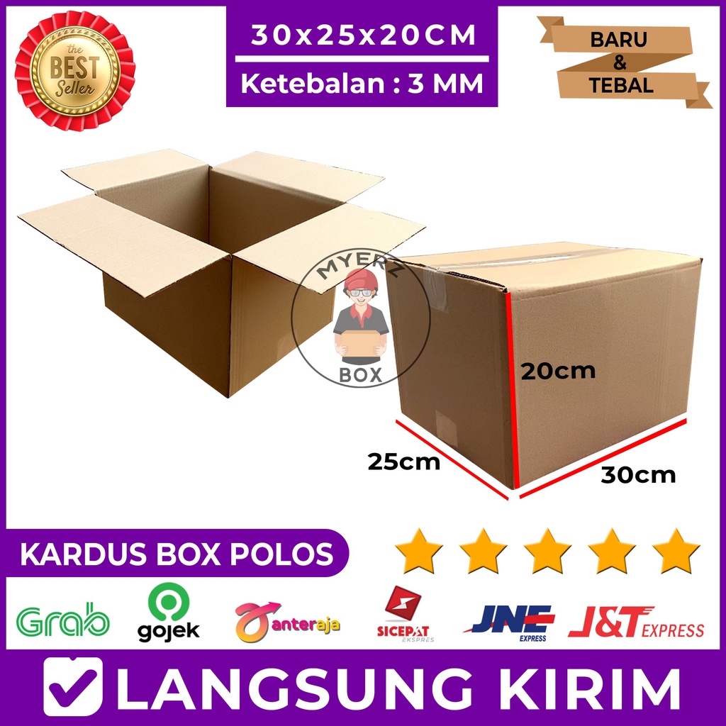 

Kardus Karton Box Polos Packing 30x25x20 Cm, Tebal
