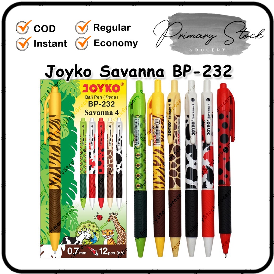 

Pulpen Joyko Gel 0.7 mm SAVANNA 4 BP 232 Motif Hewan Animal