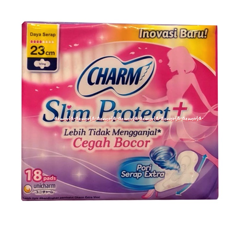 Charm Slim Protect Pembalut Anti Bocor 18Pads 23cm Pembalut Wanita Anti Bocor Charms Kao Kemasan Pink