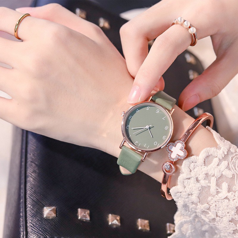 (GROSIRJAYA32) Jam Tangan LEXIANA Gaya Korea Strap PU Leather Polos Analog Quartz Fashion Wanita Korean Watch Casual