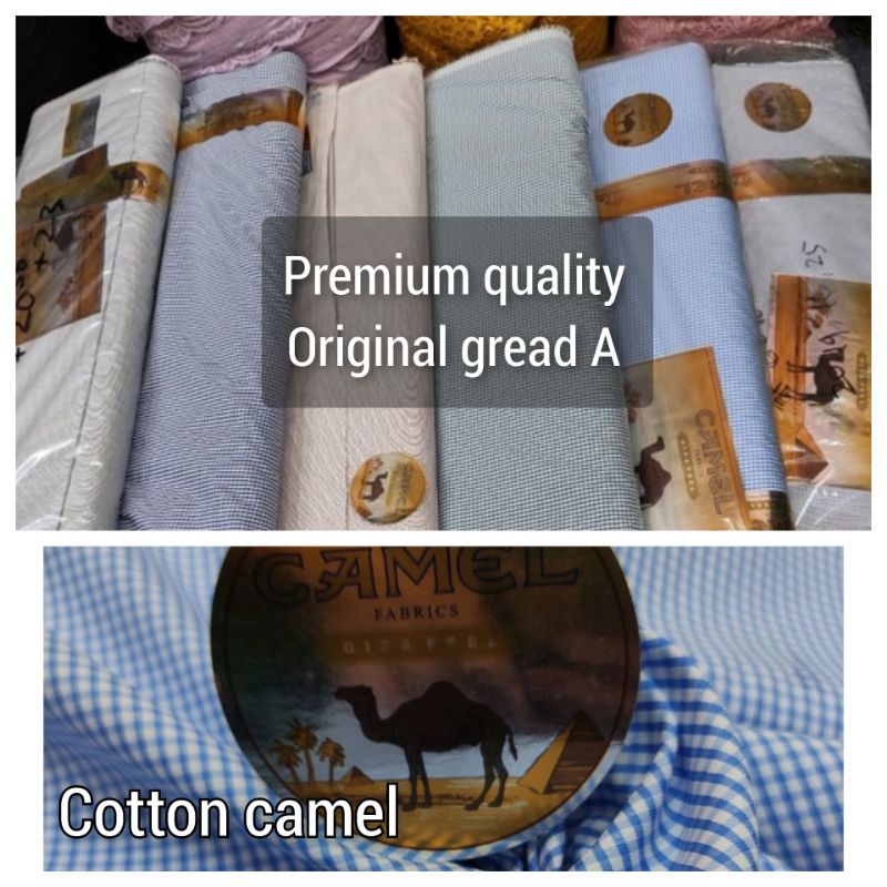 Kain Katun Camel, Bahan Kemeja Motif Kotak-Kotak, Kain Seragaman, Cotton Camel